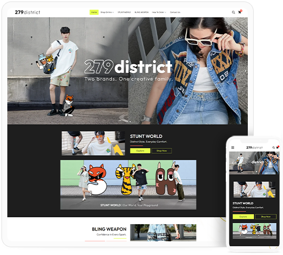 ทำเว็บไซต์ แบรนด์เสื้อผ้าไทย 279district